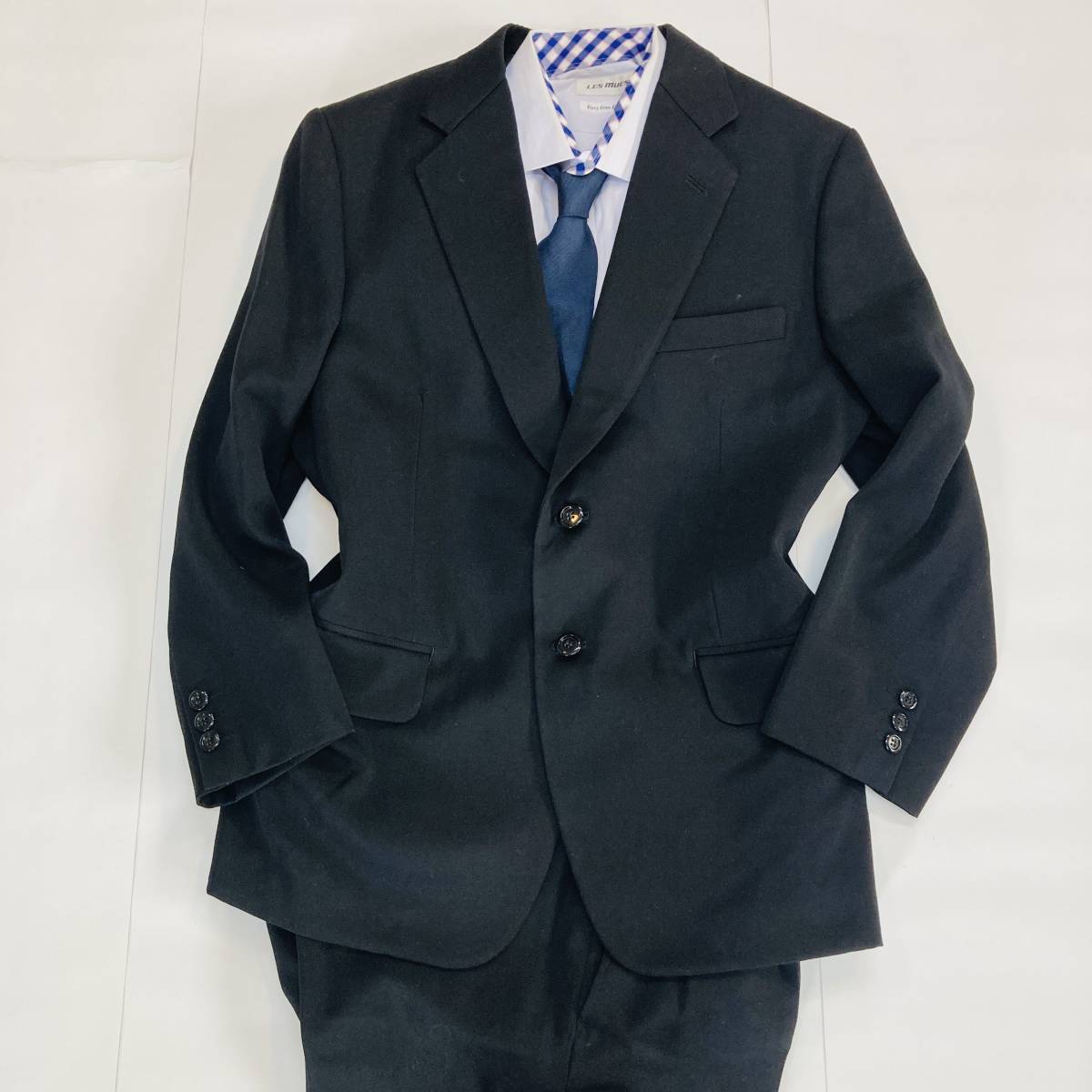 a01551 美品 PEGASUS ペガサス スーツセットアップ ブラックフォーマル シングル 黒 礼服 万能 シンプル オフィススタイリッシュルックの画像1