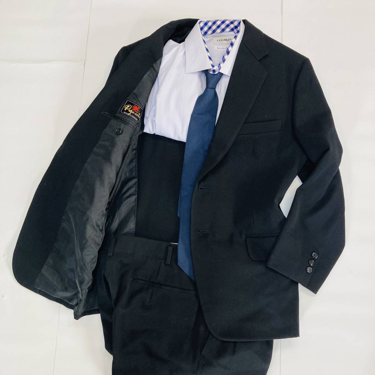 a01551 美品 PEGASUS ペガサス スーツセットアップ ブラックフォーマル シングル 黒 礼服 万能 シンプル オフィススタイリッシュルックの画像5