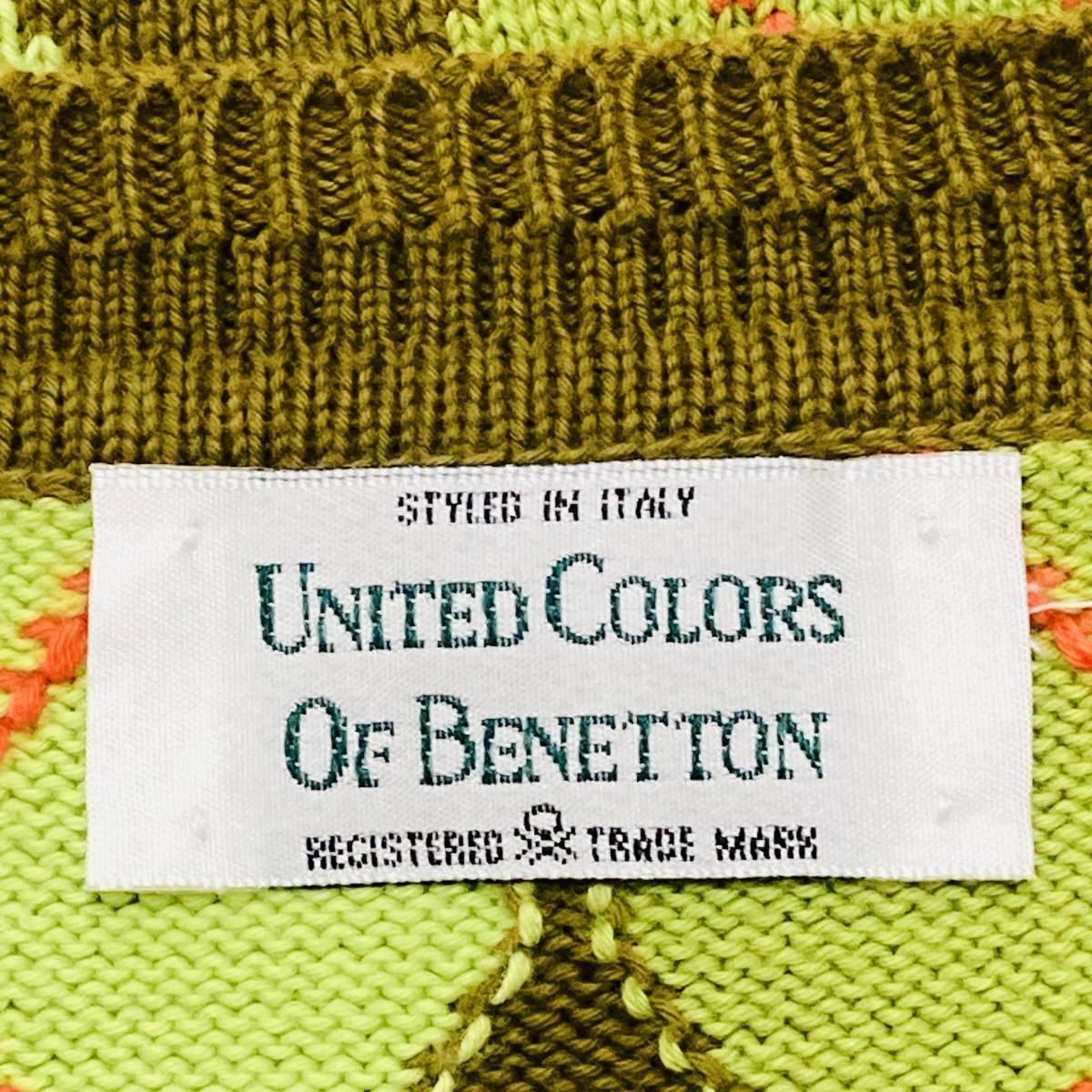 a01604 beautiful goods UNITED COLORS OF BENETTON Benetton long sleeve knitted sweater ound-necked a-ga il green cotton 100% on goods fine quality femi person floral style 