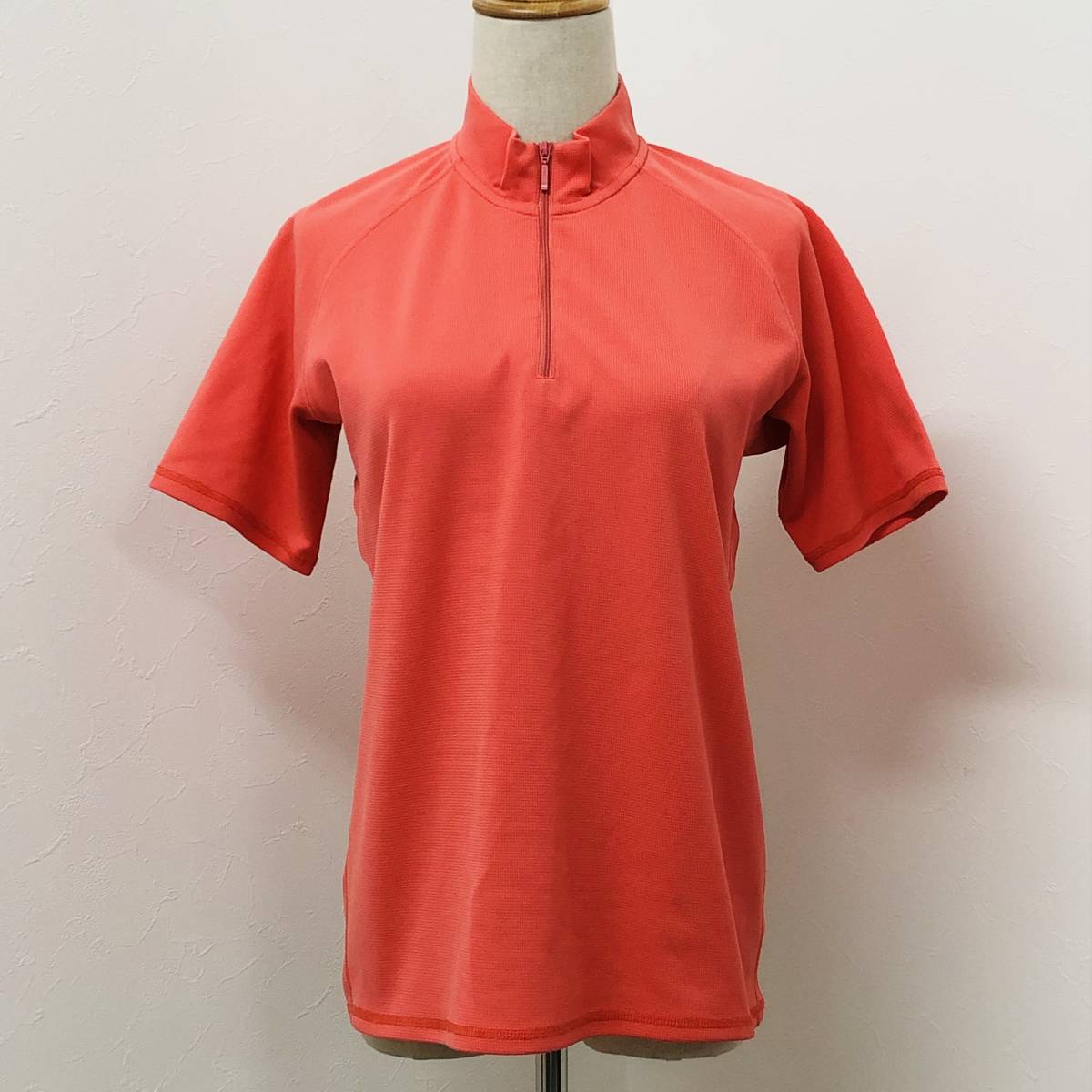 a01626 прекрасный товар MIZUNO Mizuno рубашка-поло короткий рукав с высоким воротником половина Zip M розовый серия orange серия женский активный одежда спорт ko-te