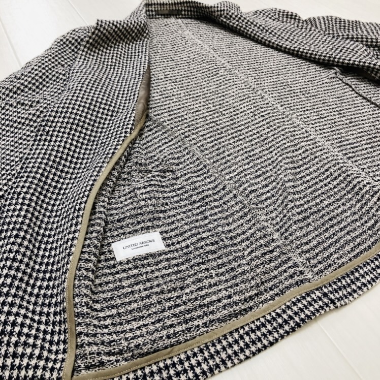 a01683 美品 UNITED ARROWS ユナイテッドアローズ メンズ シングルジャケット 裏地付 サイズ46 綿混 千鳥格子 上品 ミニマルモダンチックの画像7