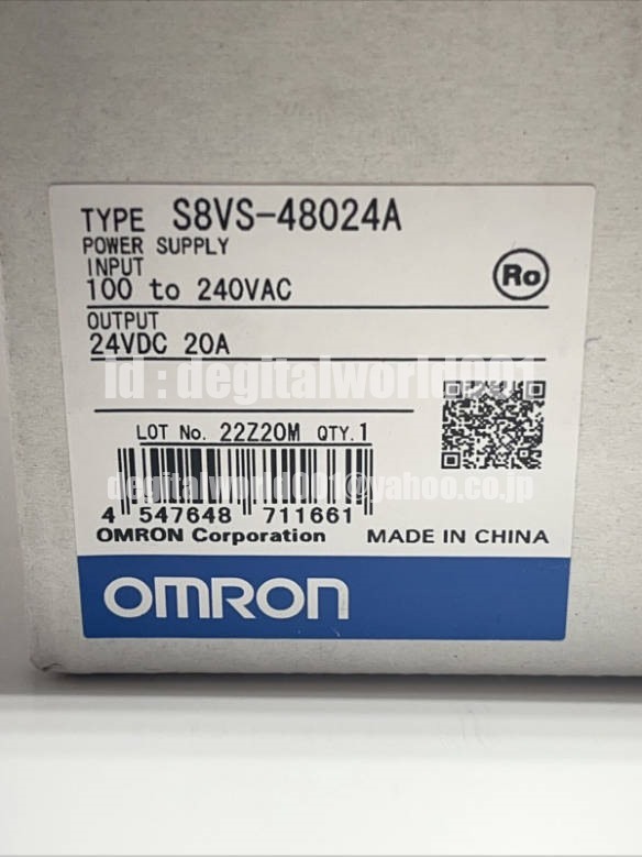 新品【Ｔ番号領収書★税込★東京発】OMRON スイッチング・パワーサプライ S8VS-48024A【６ヶ月保証】