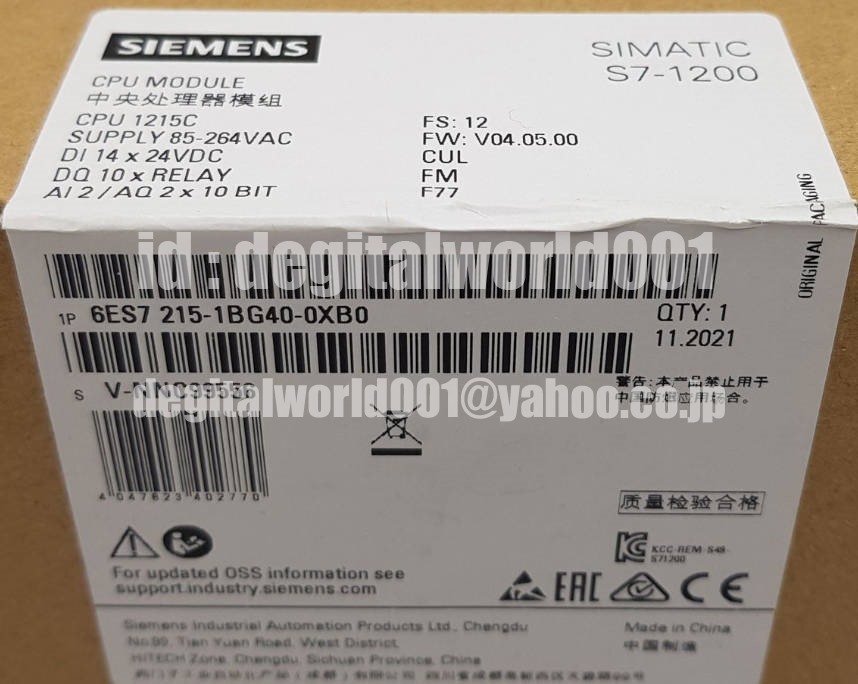 新品【代引★T番号領収書★税込 東京発】SIEMENS / シーメンス 6ES7215-1BG40-0XB0【6ヶ月保証】