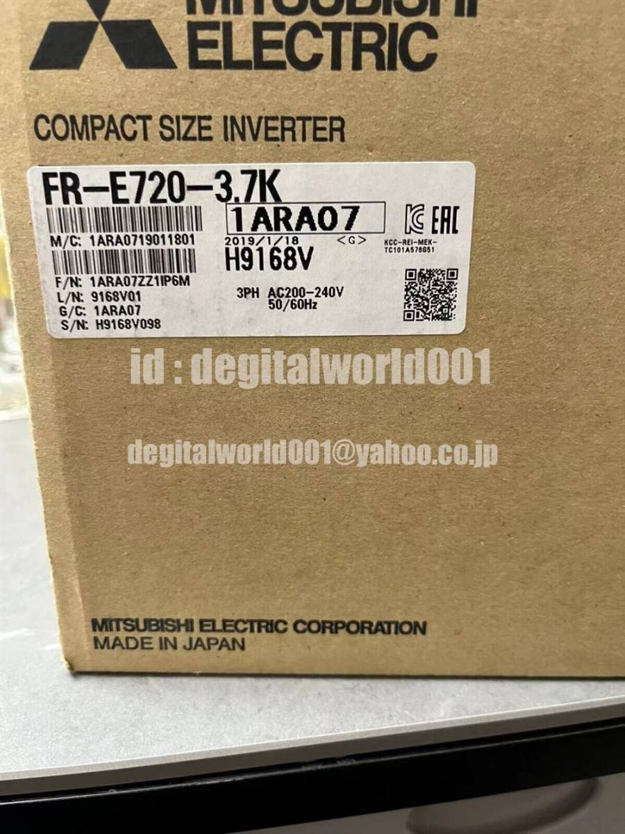 新品【代引★Ｔ番号領収書★税込 東京発】MITSUBISHI/三菱 FR-E720-3.7K　インバーター【６ヶ月保証】