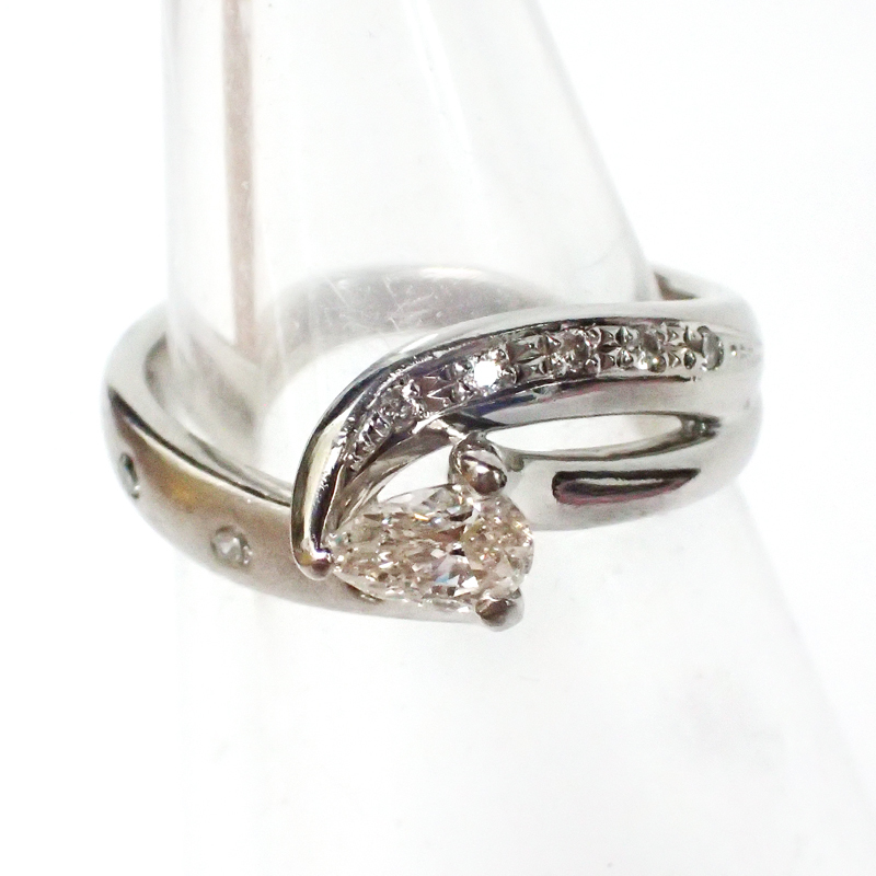 新しいスタイル ダイヤ Pt900 新品仕上げ R34 0.26ct ソーティング付き 4.5号 デザインリング 0.07ct メレダイヤ プラチナ台