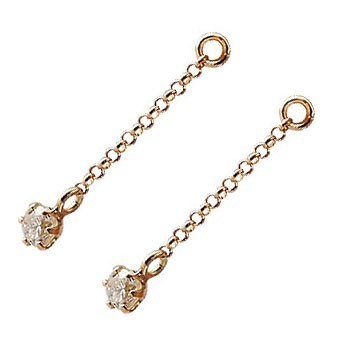 2 piece parts earrings for earrings for Cubic Zirconia pink gold k18 18k simple lady's gem sale SALE