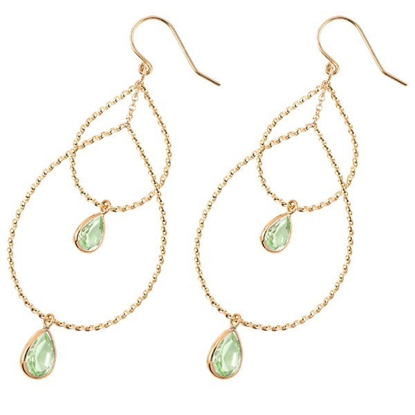 ピアス 18金 ロング ピンクゴールドk18 18k ペリドット ティアドロップ