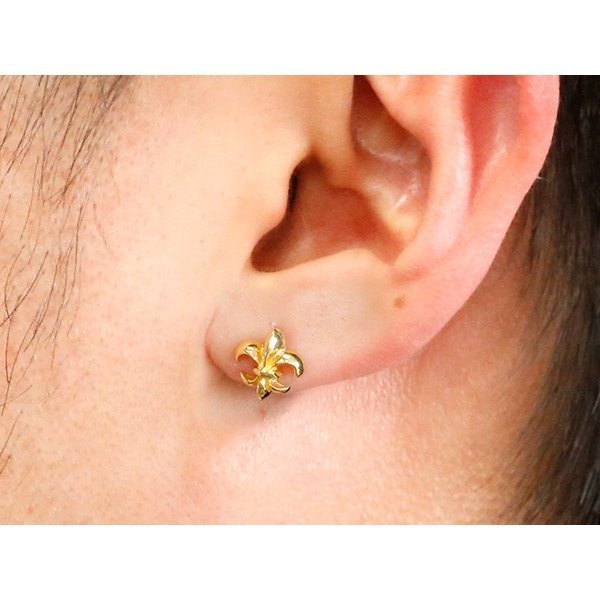  original gold earrings men's one-side ear 24 gold lily. . chapter stud earrings post yellow gold k18 18 gold 24K K24 popular free shipping sale SALE