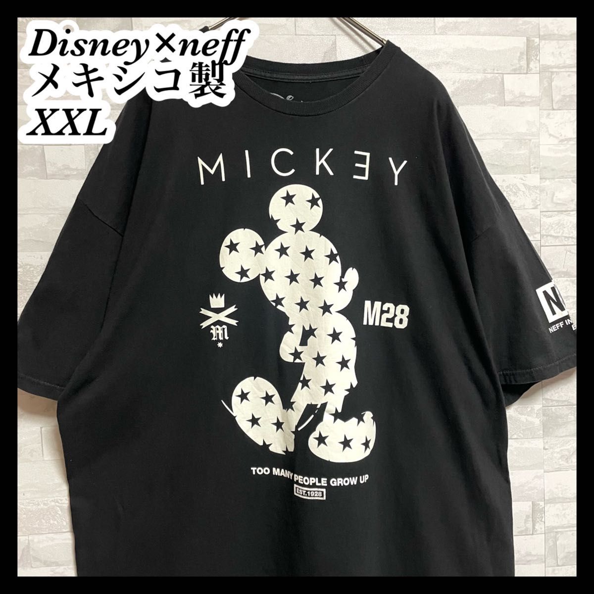 Disney×neff ディズニー×ネフ　コラボ　ミッキー　半袖tシャツ　メンズ　ユニセックス　ビッグサイズ　ゆるダボ　メキシコ製