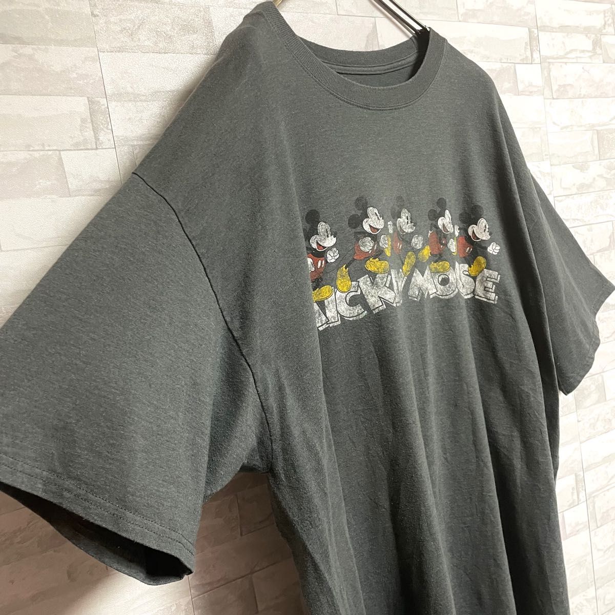 【Disney×Hanes】ディズニー　ヘインズ　ミッキーマウス　メンズ　半袖tシャツ　2XLサイズ　ゆるダボ　大きめサイズ　古着