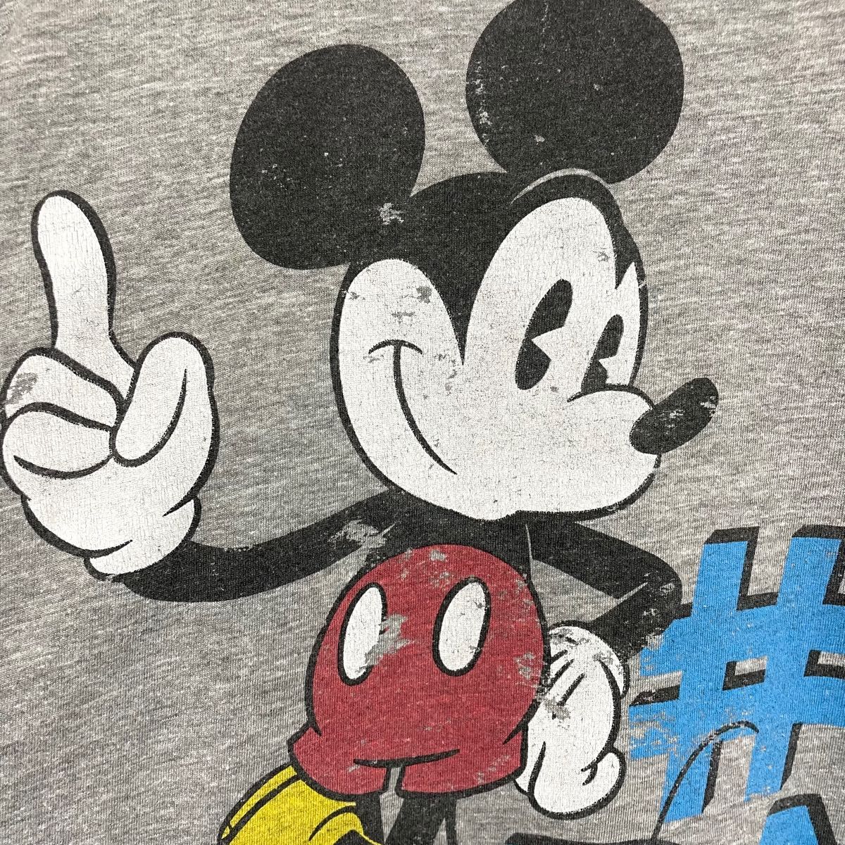 【Disney】ディズニー　ミッキーマウス　半袖tシャツ　メンズ　XLサイズ　大きいサイズ　ユニセックス　グレー　訳あり商品