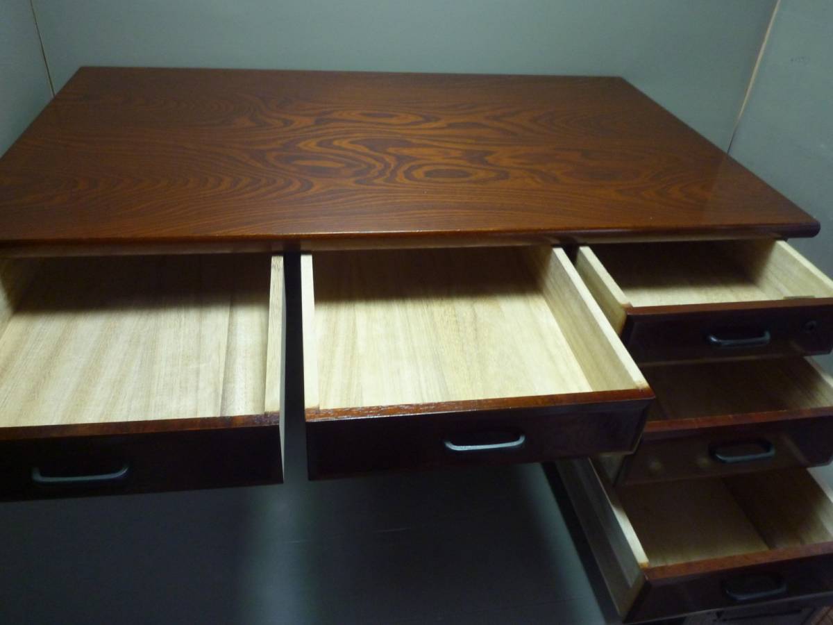 金正堂》欅突板貼り天板片袖座机 書斎机 90×60平机 の商品詳細