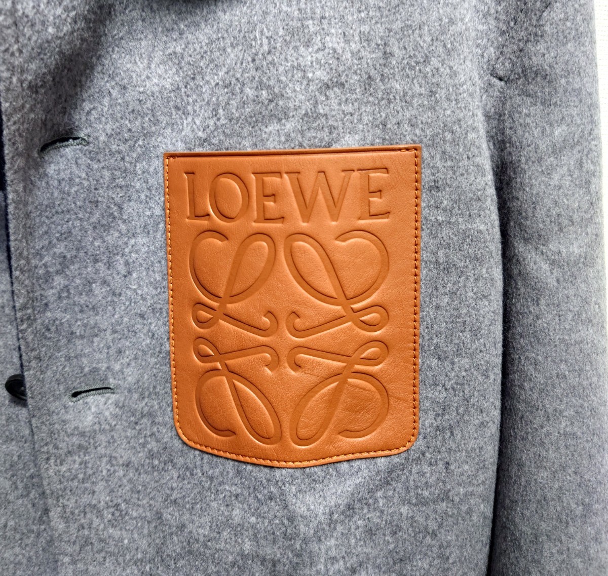 定価35万円 LOEWE ロエベ 2022SS カシミヤ ワークウェアジャケット 46 S コート ウール シャツ バッグ 44 ロゴ レザー アナグラム グレー_画像6