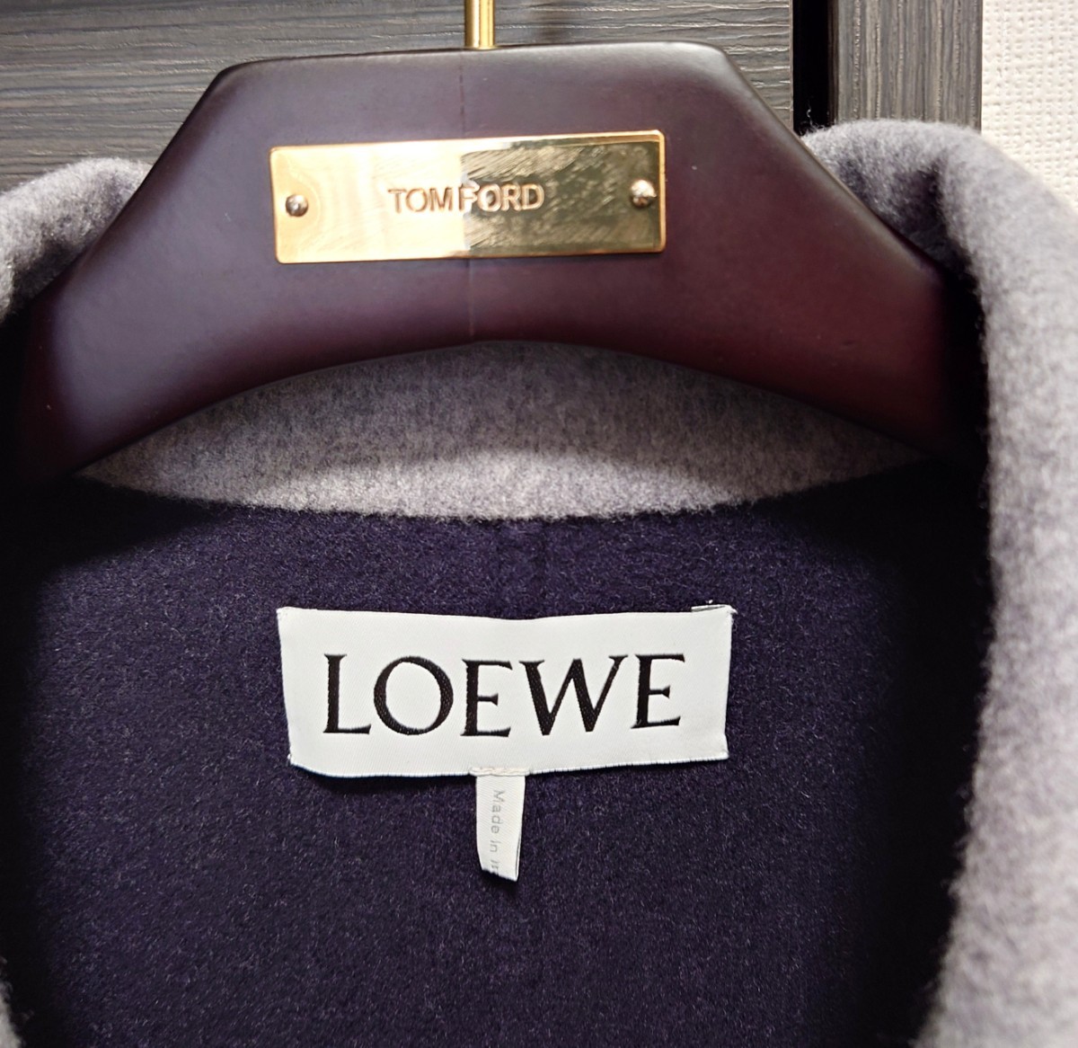 定価35万円 LOEWE ロエベ 2022SS カシミヤ ワークウェアジャケット 46 S コート ウール シャツ バッグ 44 ロゴ レザー アナグラム グレー_画像8