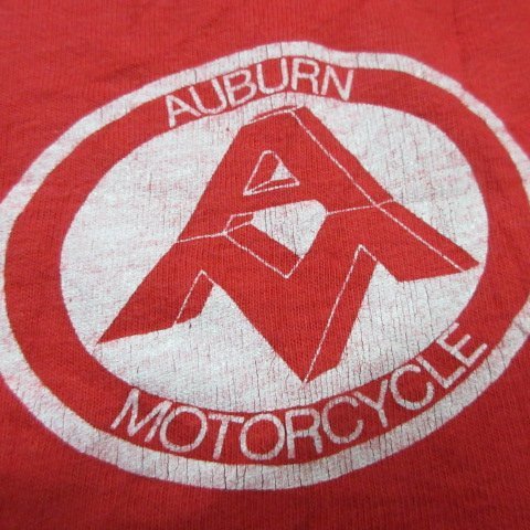 80s アメリカ製 Tシャツ M 赤　モーターサイクル　バイク　ヘインズ　ビフィーT　 ビンテージ　アメカジ古着　sy3444_画像5