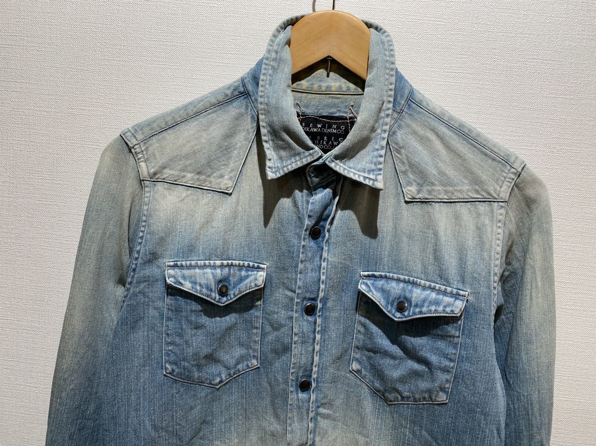 ★ KURO クロ ダメージ加工デニムシャツ sizeS 超美品 REMI RELIEF レミレリーフ DENIM ウエスタンシャツ TENDERLOIN_画像3