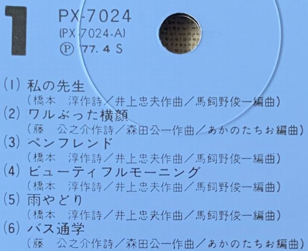 LP 榊原郁恵 私の先生 バス通学 PX-7024 帯の裏にカキコミの画像6
