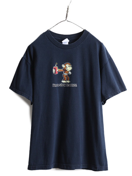 【限定製作】 00s ■ アニマル ジョーク メッセージ プリント 半袖 Tシャツ メンズ L / 00年代 モンキー 動物 イラスト キャラクター ヘビーウェイト 紺 イラスト、キャラクター 【限定製作】 00s ■ アニマル ジョーク メッセージ プリント 半袖 Tシャツ メンズ L / 00年代 モンキー 動物 イラスト キャラクター ヘビーウェイト 紺 イラスト、キャラクター