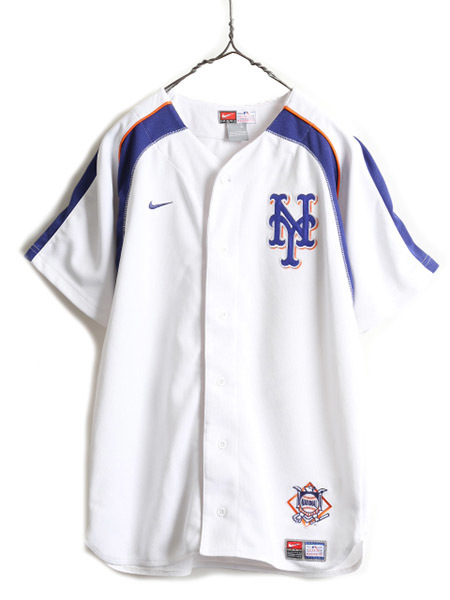 00s ボーイズ XL メンズ S 程■ ナイキ MLB オフィシャル メッツ ベースボール シャツ / NIKE ゲームシャツ ユニフォーム 大リーグ 野球