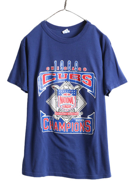 80s USA製 ■ チャンピオン MLB カブス プリント 半袖 Tシャツ メンズ L 小さめ M 程 80年代 ビンテージ Champion メジャーリーグ 大リーグ