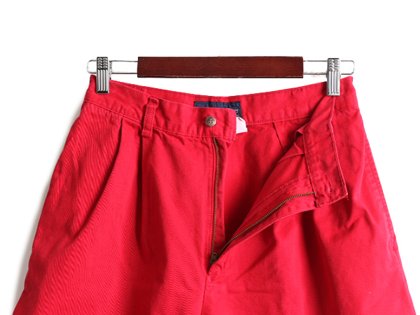 80s USA made # Ralph Lauren 2 tuck cotton chino short pants 8 lady's S degree / POLO 80 period Polo Vintage shorts short bread red 