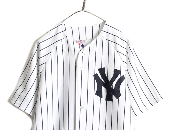 松井秀喜 ■ MLB オフィシャル Majestic ヤンキース ベースボール シャツ ( メンズ M 程) ユニフォーム ゲームシャツ メジャーリーグ 野球_画像2