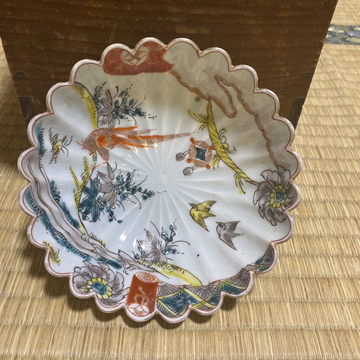 酒井田柿右衛門 菊形皿 柿右衛門 ¥175000のシールあり 5枚皿 箱付き