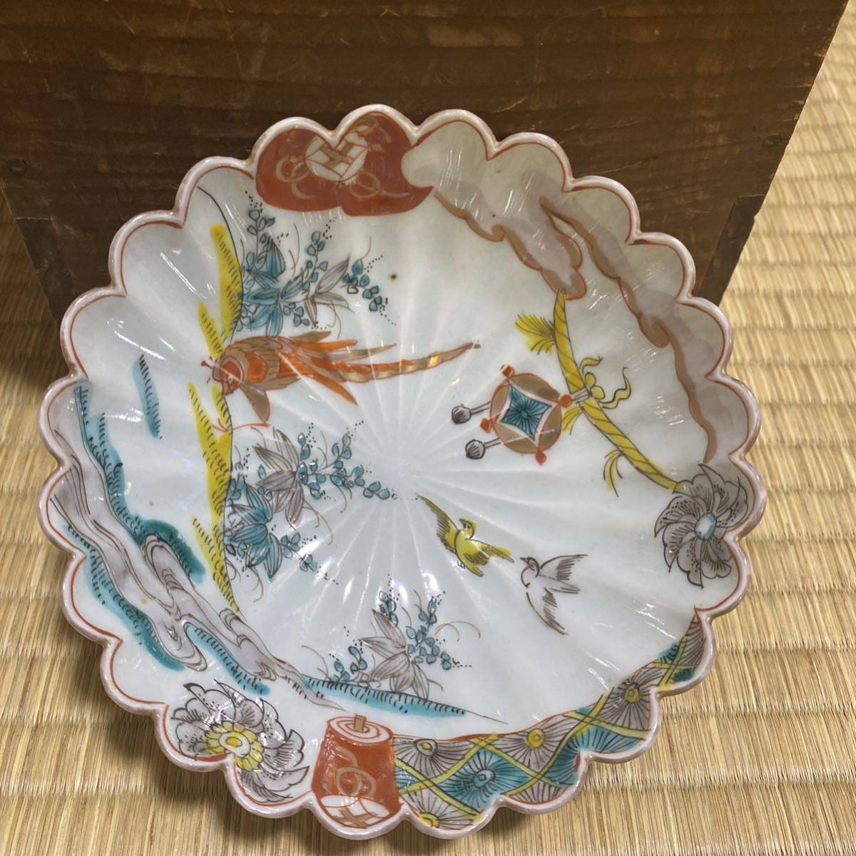 酒井田柿右衛門 菊形皿 柿右衛門 ¥175000のシールあり 5枚皿 箱付き