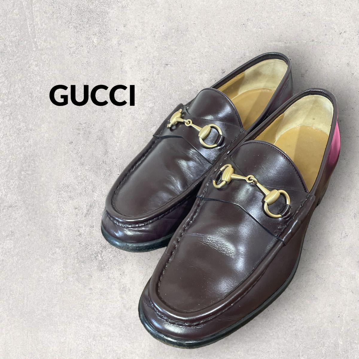GUCCI グッチ イタリア製 ビットローファー レザー 黒 41 ゴールド金具 ホースビット 革靴 26㎝ ブラック