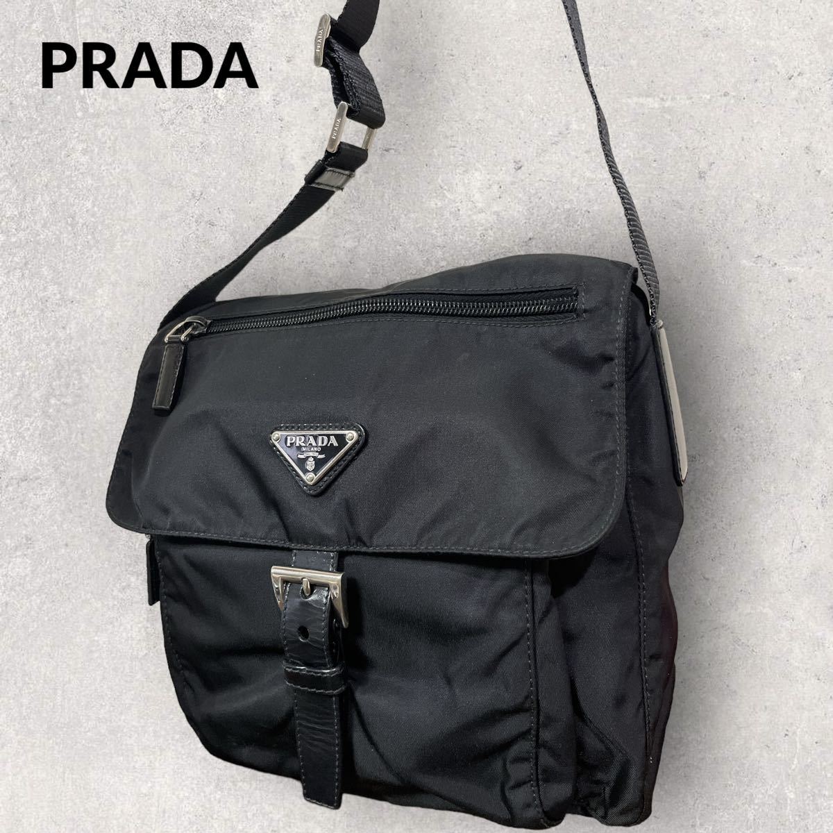 PRADA プラダ イタリア製 三角ロゴ ナイロン フラップショルダーバッグ