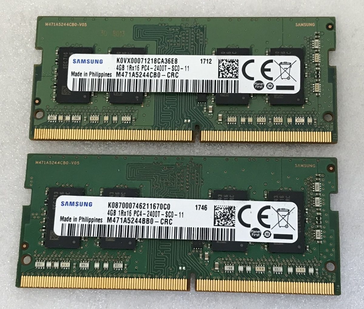出色 MICRON DDR4 2400 4GB 2枚 1Rx16 PC4-2400T 2枚組 1セット 8GB ノート用メモリ PC4-19200  LAPTOP RAM