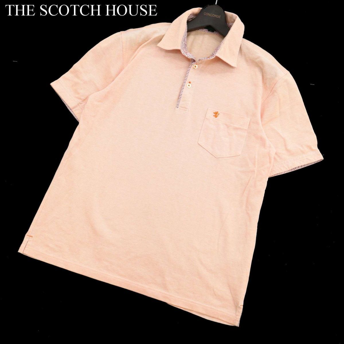 THE SCOTCH HOUSE スコッチハウス 春夏 半袖 ロゴ刺繍★ ポロシャツ Sz.L メンズ ピンク C3T05252_6#Aの画像1