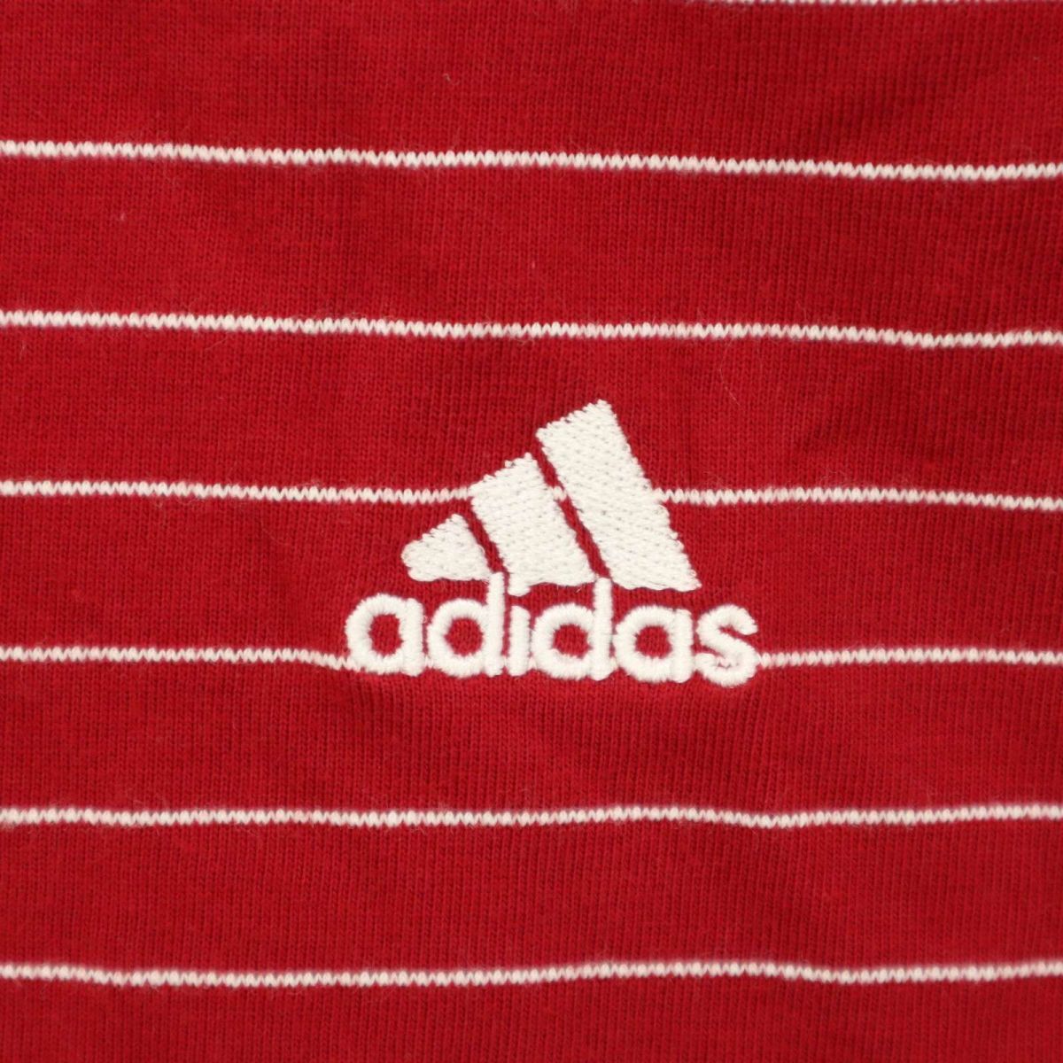 adidas GOLF アディダス ゴルフ 春夏 半袖 ロゴ刺繍★ ボーダー カットソー インナー Tシャツ Sz.L　メンズ 赤　C3T05369_6#D_画像4