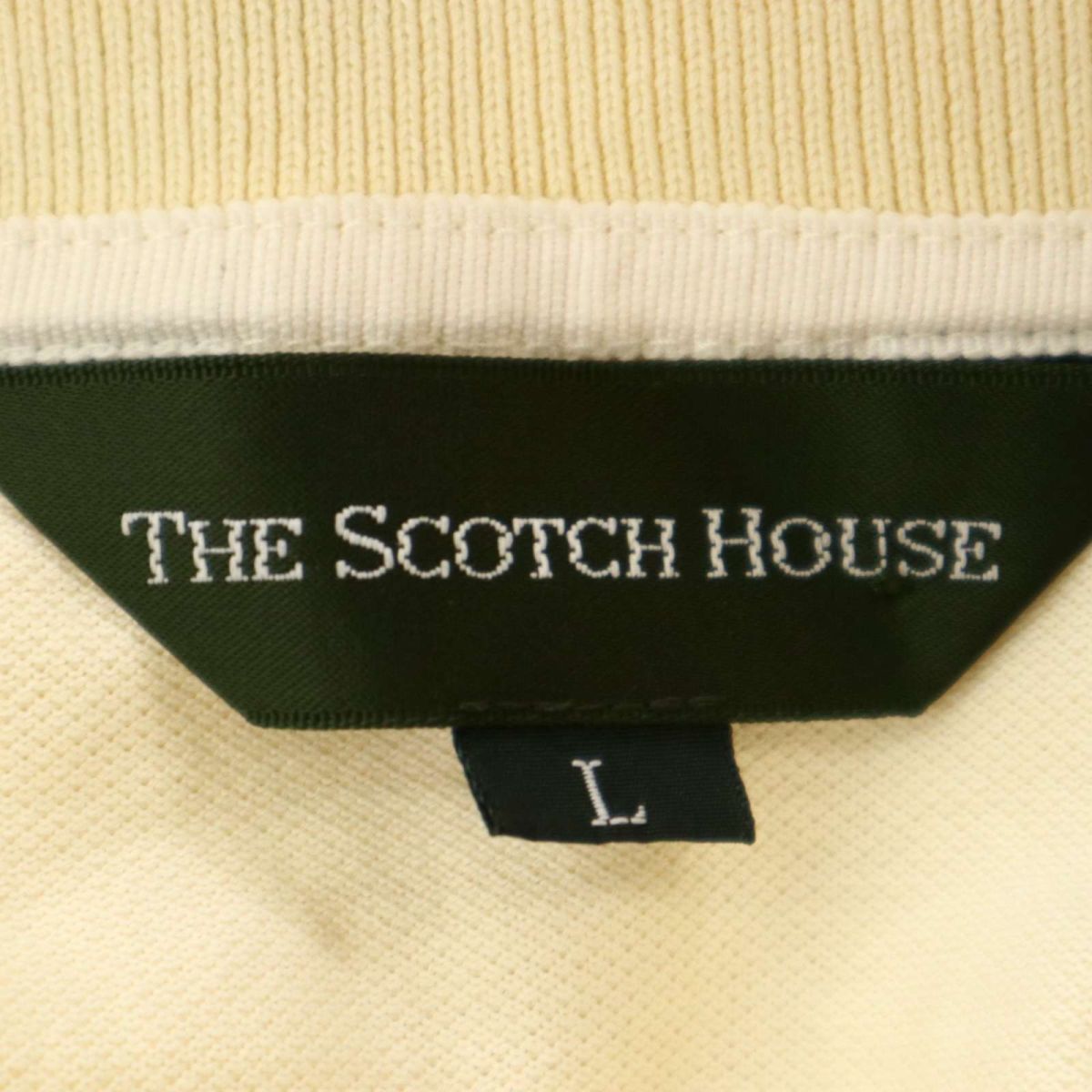 THE SCOTCH HOUSE スコッチハウス 春夏 ロゴ刺繍★ ライン 半袖 鹿の子 ポロシャツ Sz.L　メンズ 黄色　C3T05726_6#A_画像6