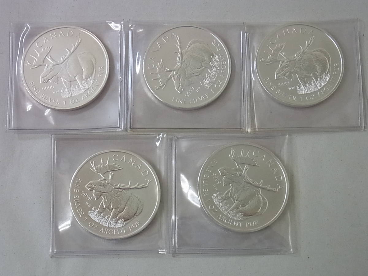 150610H04-0624H-A8 カナダ 5ドル銀貨 ヘラジカ 5枚セット 2012年 純銀 1oz／1オンス エリザベス2世 コイン・硬貨