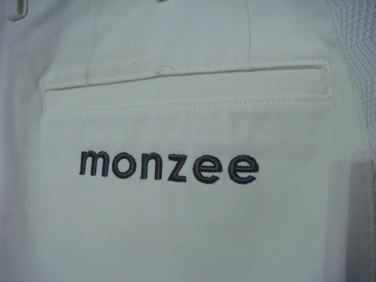 PP/E09DU-PEV monzee モンジー メンズ ゴルフウェア ショートパンツ ハーフパンツ ホワイト Sサイズ MO8121-WHT ロゴ刺繍 ストレッチ素材の画像5