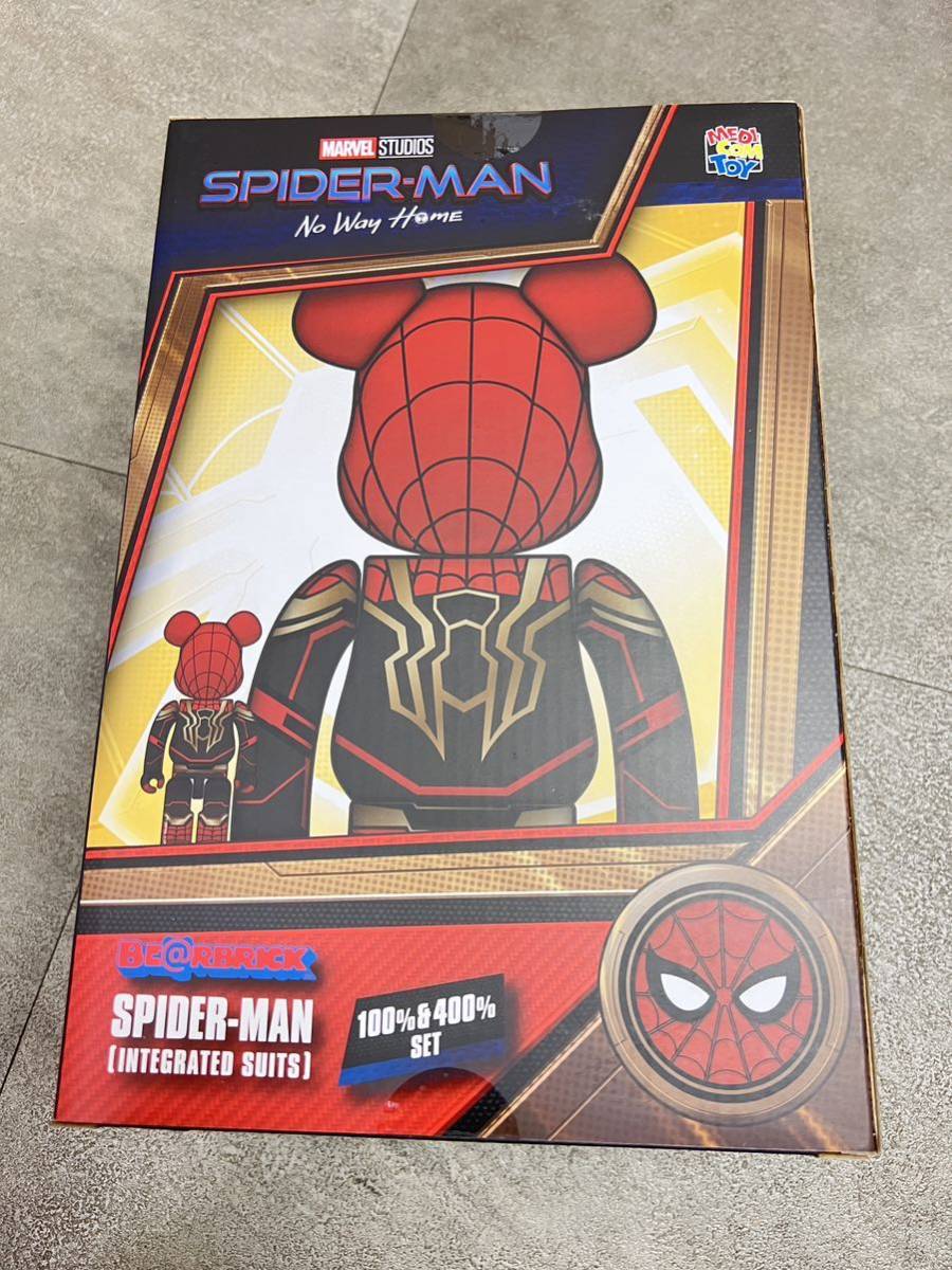 即完売 同梱可 BE@RBRICK SPIDER-MAN INTEGRATED SUIT 100% & 400