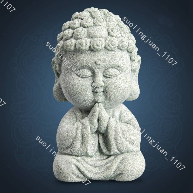 オブジェ 置物 仏教工芸品 石仏 合掌 細工彫刻 仏像 釈迦 如来仏像