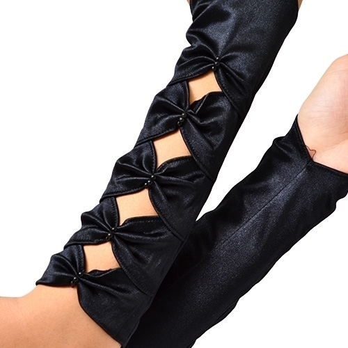  новый товар * бесплатная доставка * стрейч атлас перчатка свадебный перчатки чёрный черный 