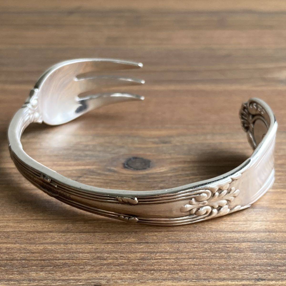 Tiffany & Co. ティファニー Old French アンティーク フォーク バングル ブレスレット 銀メッキ メンズ ウィメンズ 銀食器 カトラリー