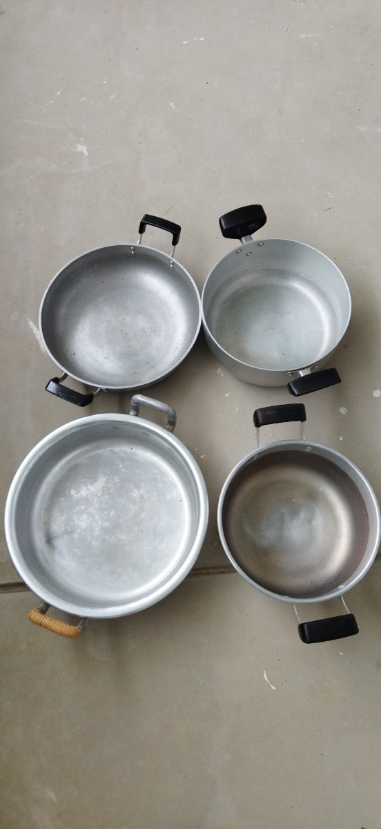アルミ両手鍋、調理器具、中古、ナベ、なべ、まとめ売り、4点セット_画像2