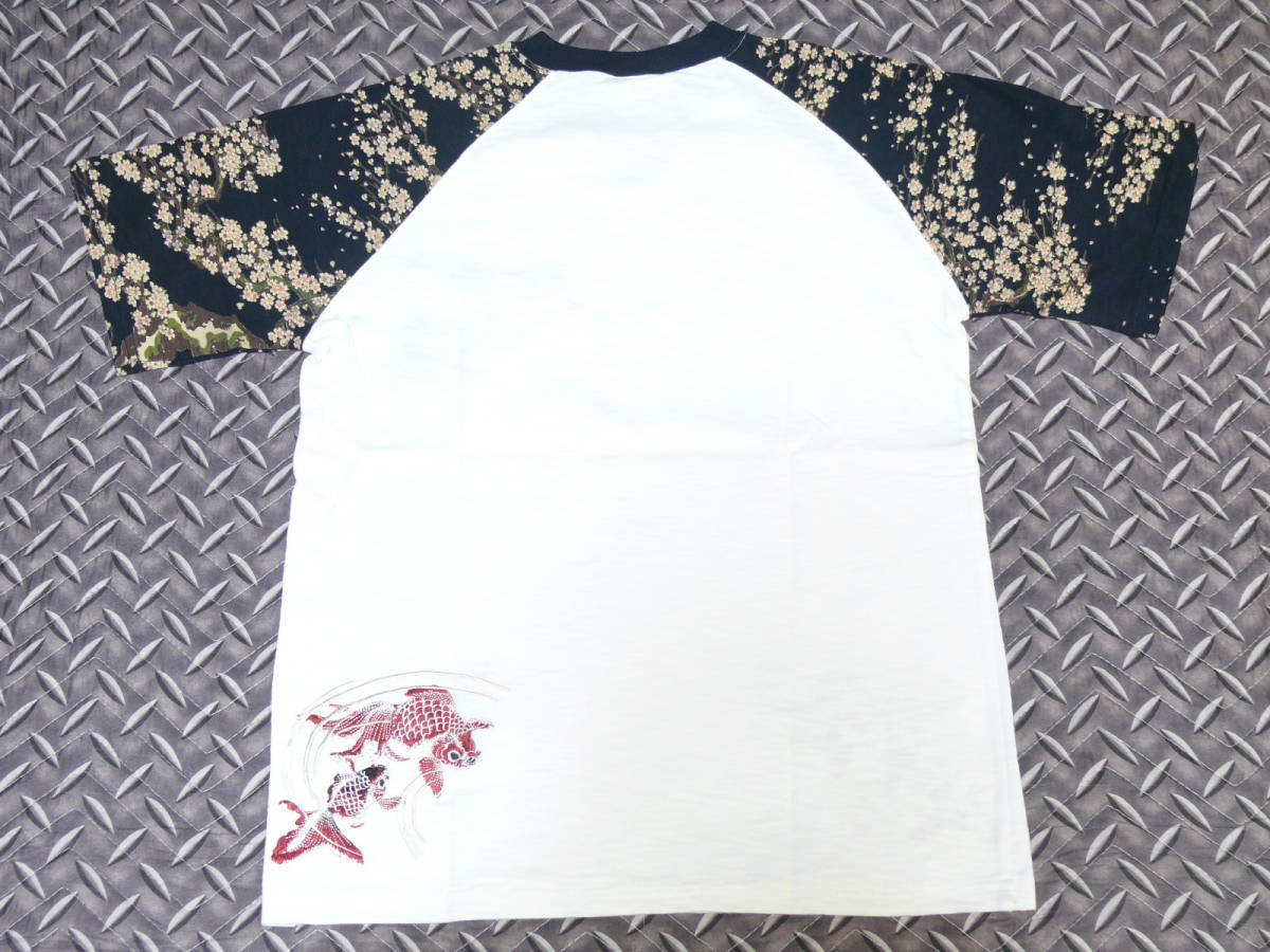 ♪花旅楽団 SCRIPT スクリプト ◆金魚刺繍トライバルTeeシャツ ◆SIZE M ◆ホワイト系　未使用品_♪花旅楽団 SCRIPT金魚刺トライバルTee！