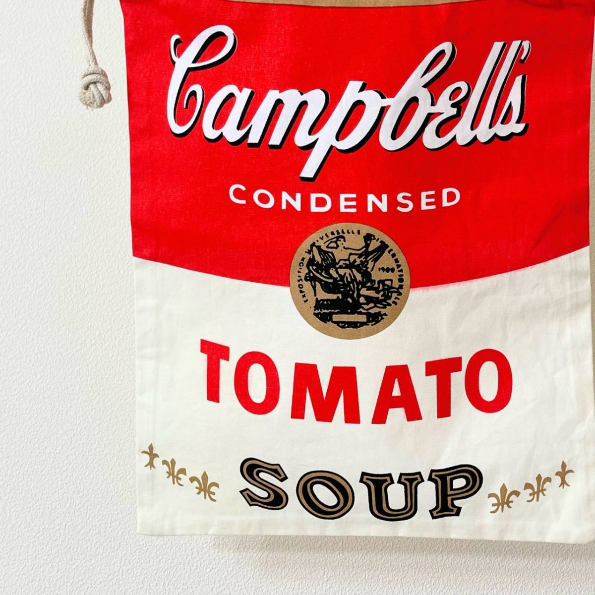 希少《 Dead Stock / Campbells Soup 》60s 70s デッド【 キャンベル ビンテージ コットン 巾着 バッグ 】_画像1