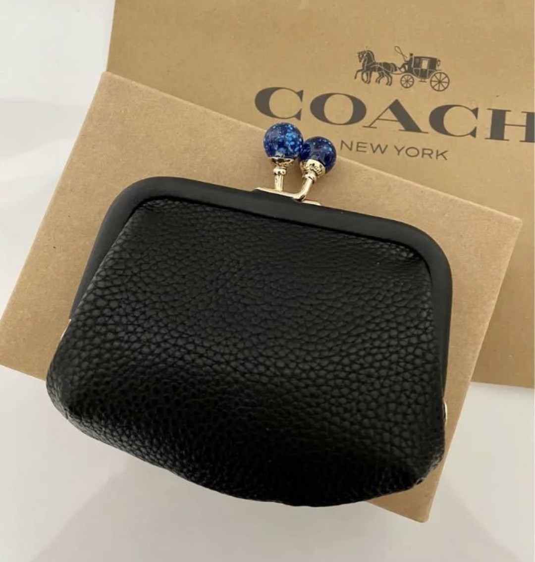 新品未使用 COACH キスロック がま口 コインケース ブラック C2132