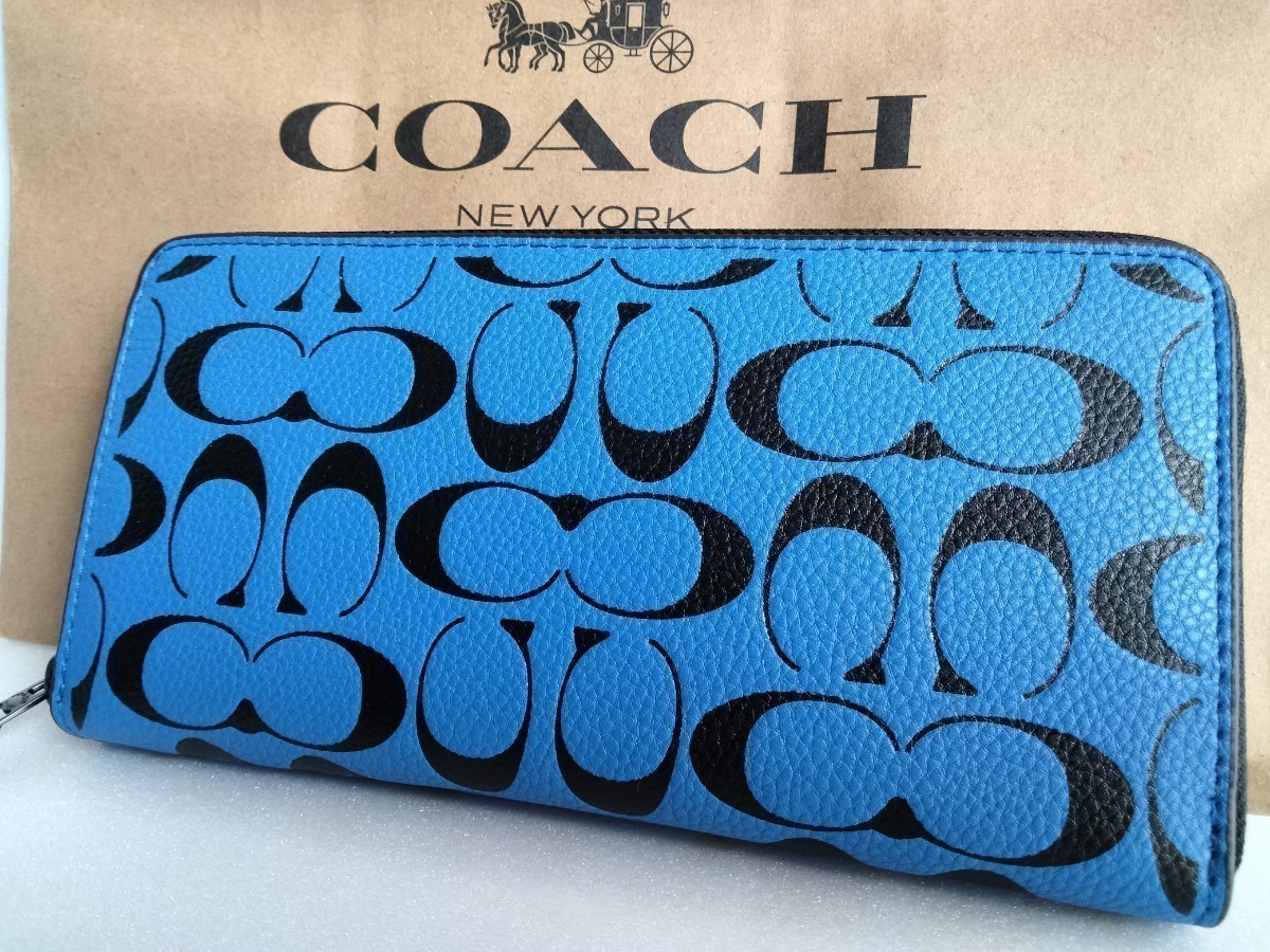 １円スタート☆【新品未使用】コーチCOACH 財布長財布アコーディオン