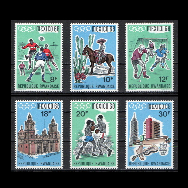 #ru one da stamp 1968 year Mexico . wheel / Olympic 6 kind .