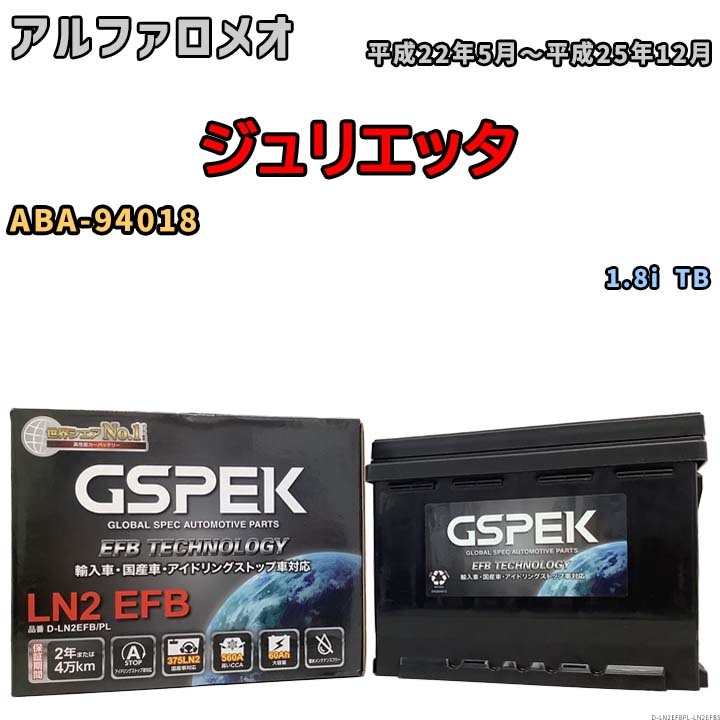 バッテリー デルコア GSPEK アルファロメオ ジュリエッタ ABA-94018 1.8i TB D-LN2EFB/PL