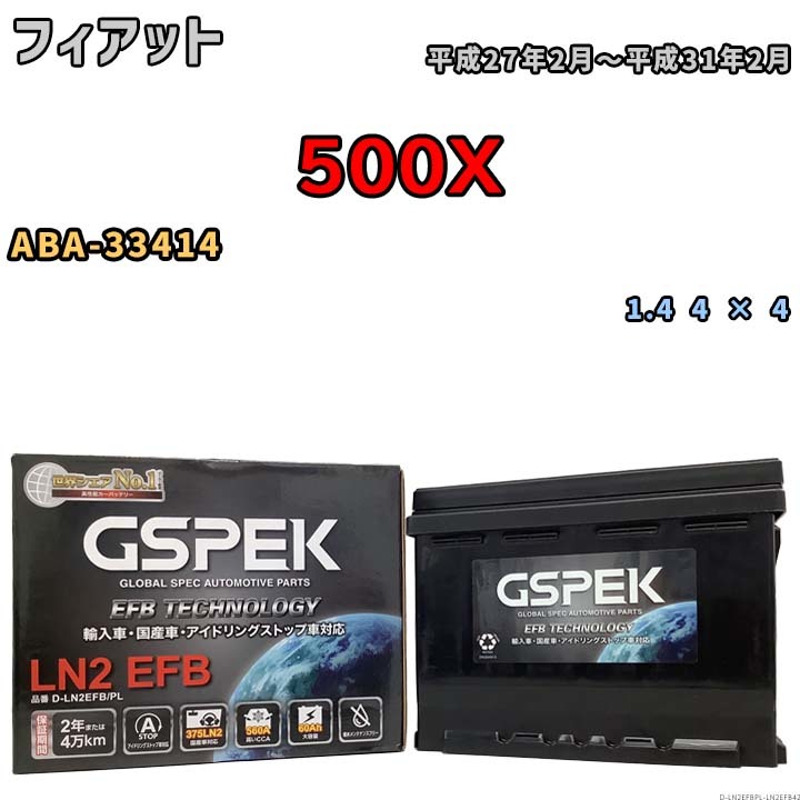 バッテリー デルコア GSPEK フィアット 500X ABA-33414 1.4 4 × 4 D-LN2EFB/PL