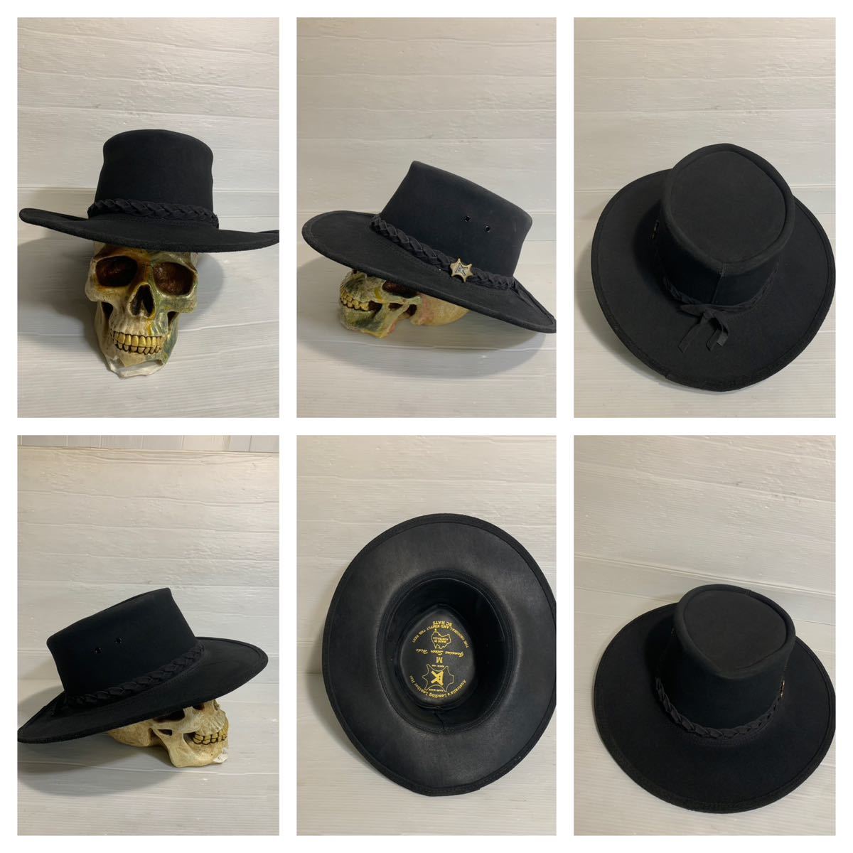 BC HATS ビーシーハット　オーストラリア製　ステアハイド　スウェード　Australia's Leading leather Hat リーディングレザーハット 黒 M_画像2