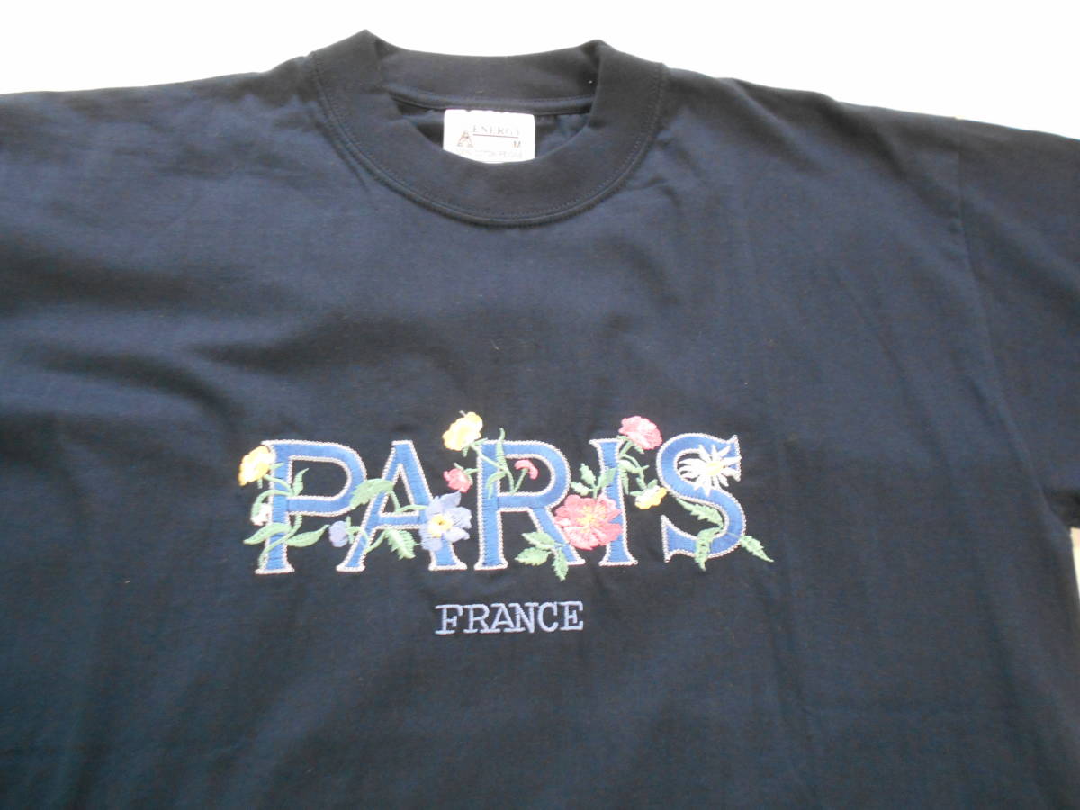 パリ　Paris 刺繍　フランス TシャツM　８０’ｓ９０’ｓ_画像2